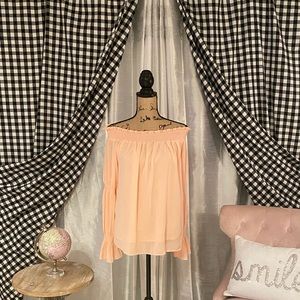 Peach on/off shoulder feminine top